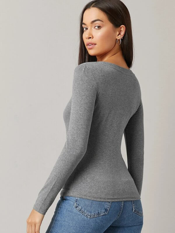 Solid V Neck Tee - Image 9