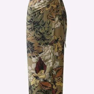 Foliage Print Overlap Skirt