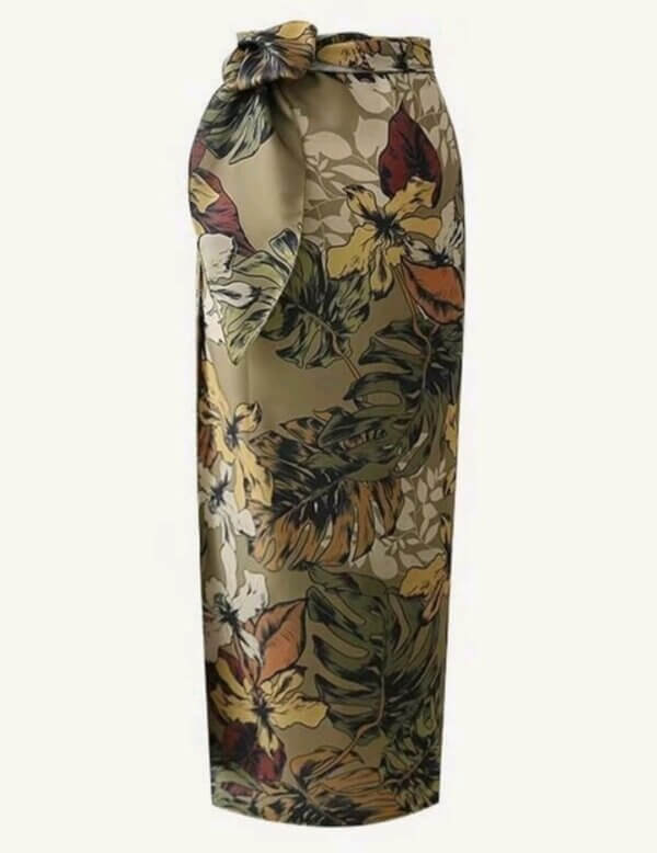Foliage Print Overlap Skirt - Image 2