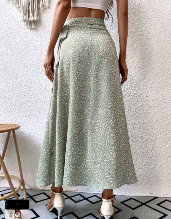 Ditsy Floral Tie Side Wrap Skirt - Image 5