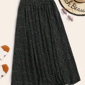 Dalmatian Print Flared Midi Skirt