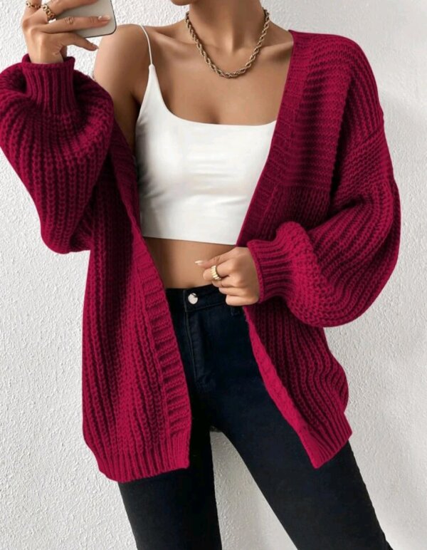 Open Front Drop Shoulder Cardigan - Image 6