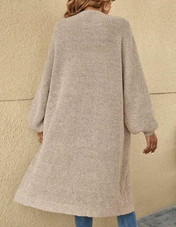 Drop Shoulder Ribbed Knit Duster Cardigan - Image 3