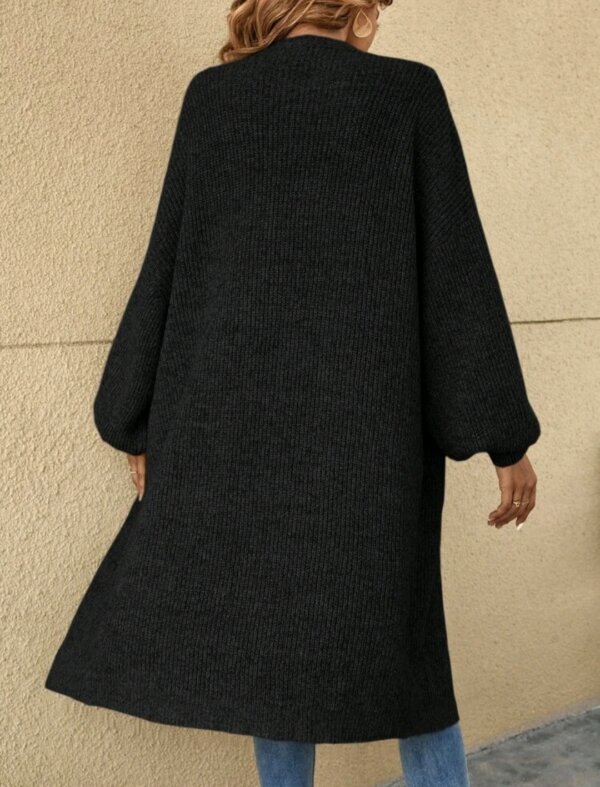 Drop Shoulder Ribbed Knit Duster Cardigan - Image 5