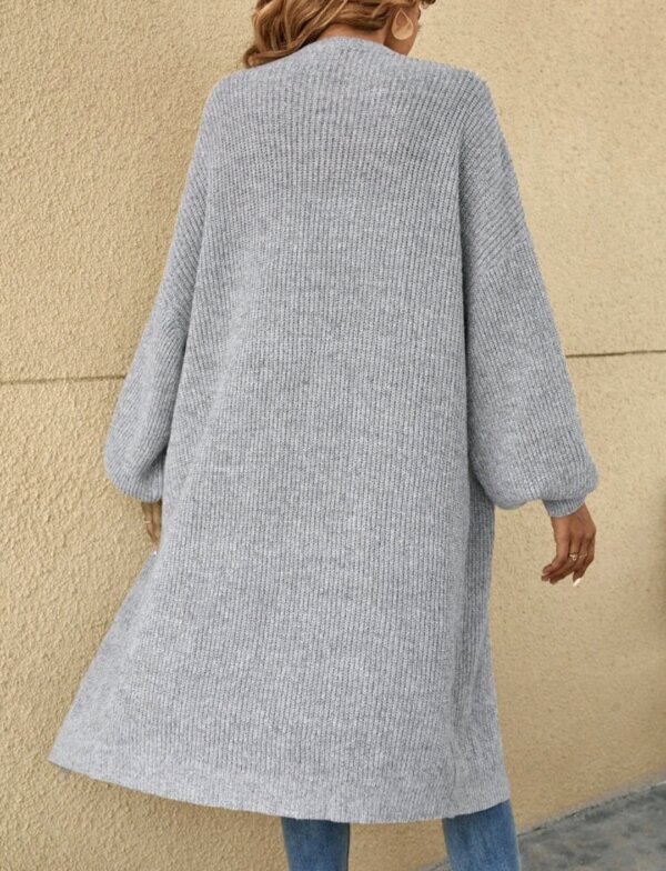 Drop Shoulder Ribbed Knit Duster Cardigan - Image 9