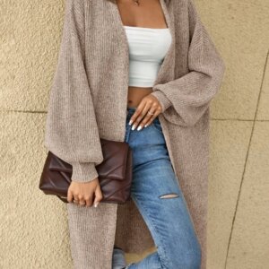 Drop Shoulder Ribbed Knit Duster Cardigan
