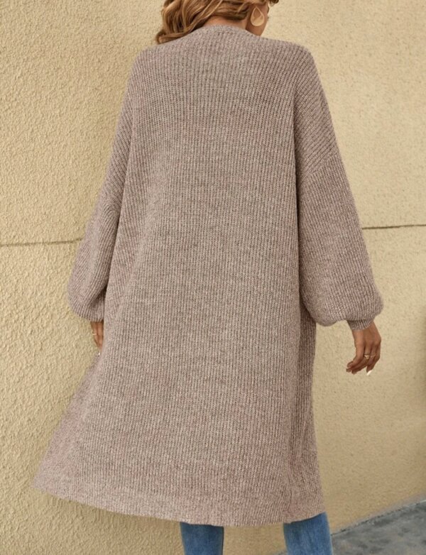 Drop Shoulder Ribbed Knit Duster Cardigan - Image 11