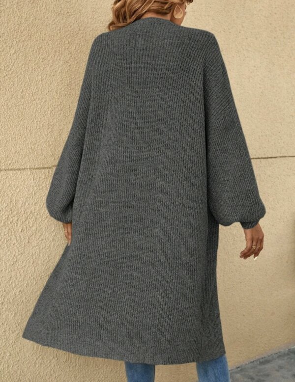 Drop Shoulder Ribbed Knit Duster Cardigan - Image 13