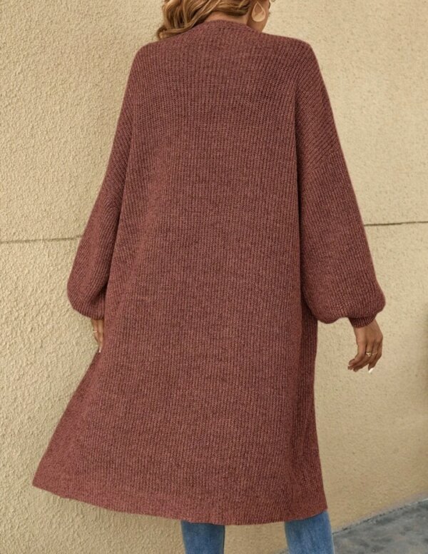 Drop Shoulder Ribbed Knit Duster Cardigan - Image 14