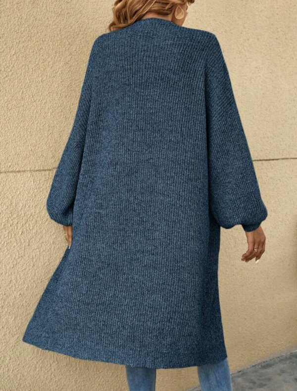 Drop Shoulder Ribbed Knit Duster Cardigan - Image 17
