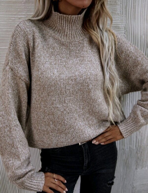 High Neck Drop Shoulder Jumper - Image 4