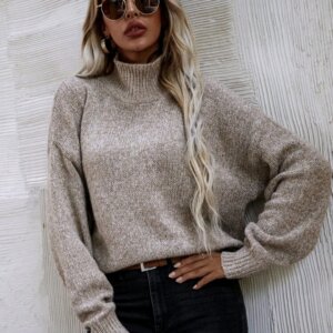 High Neck Drop Shoulder Jumper