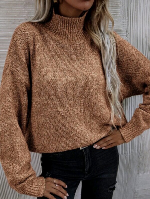 High Neck Drop Shoulder Jumper - Image 6
