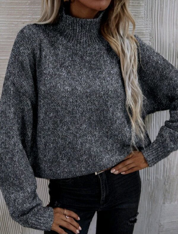 High Neck Drop Shoulder Jumper - Image 9