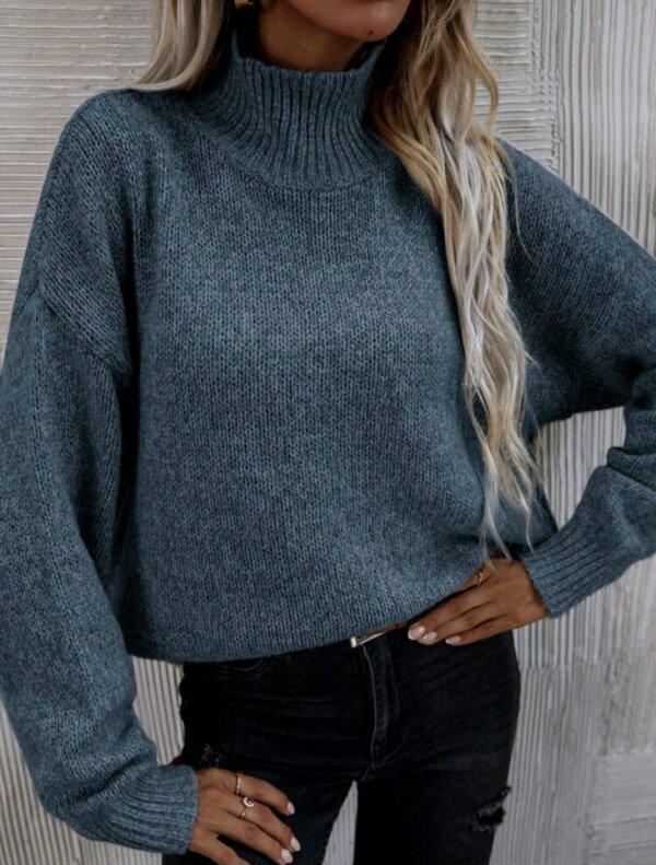 High Neck Drop Shoulder Jumper - Image 10