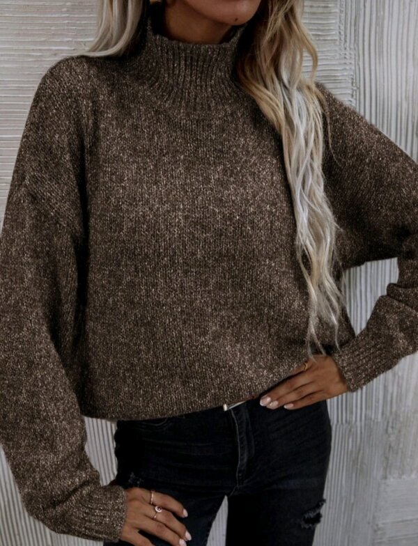 High Neck Drop Shoulder Jumper - Image 12