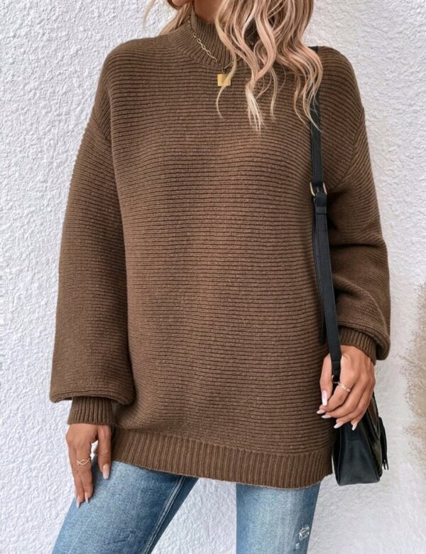 Mock Neck Drop Shoulder Jumper - Image 2