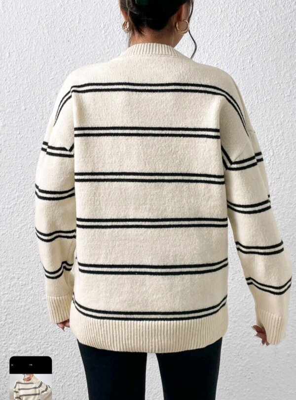 Frenchy Striped Pattern Drop Shoulder Jumper - Image 3