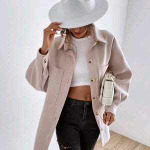 Drop Shoulder Pocket Patched Coat