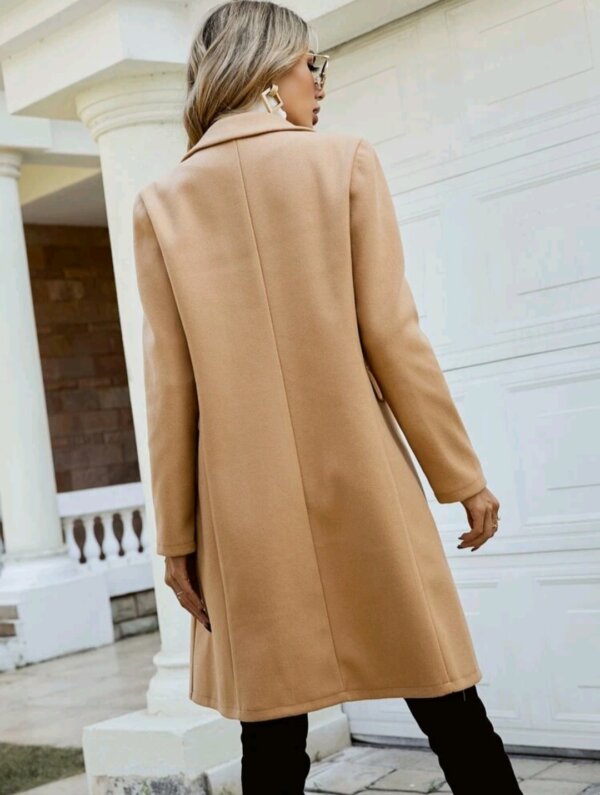 Double Breasted Lapel Collar Overcoat - Image 3